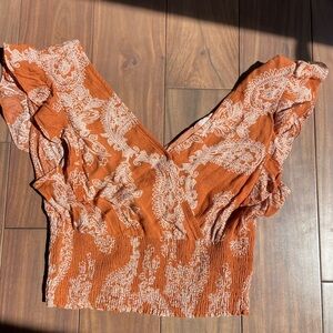Paper Crane Orange Paisley Crop Top